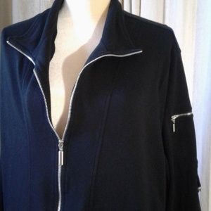 Avenue Black Zip Up Activewear Sweatshirt